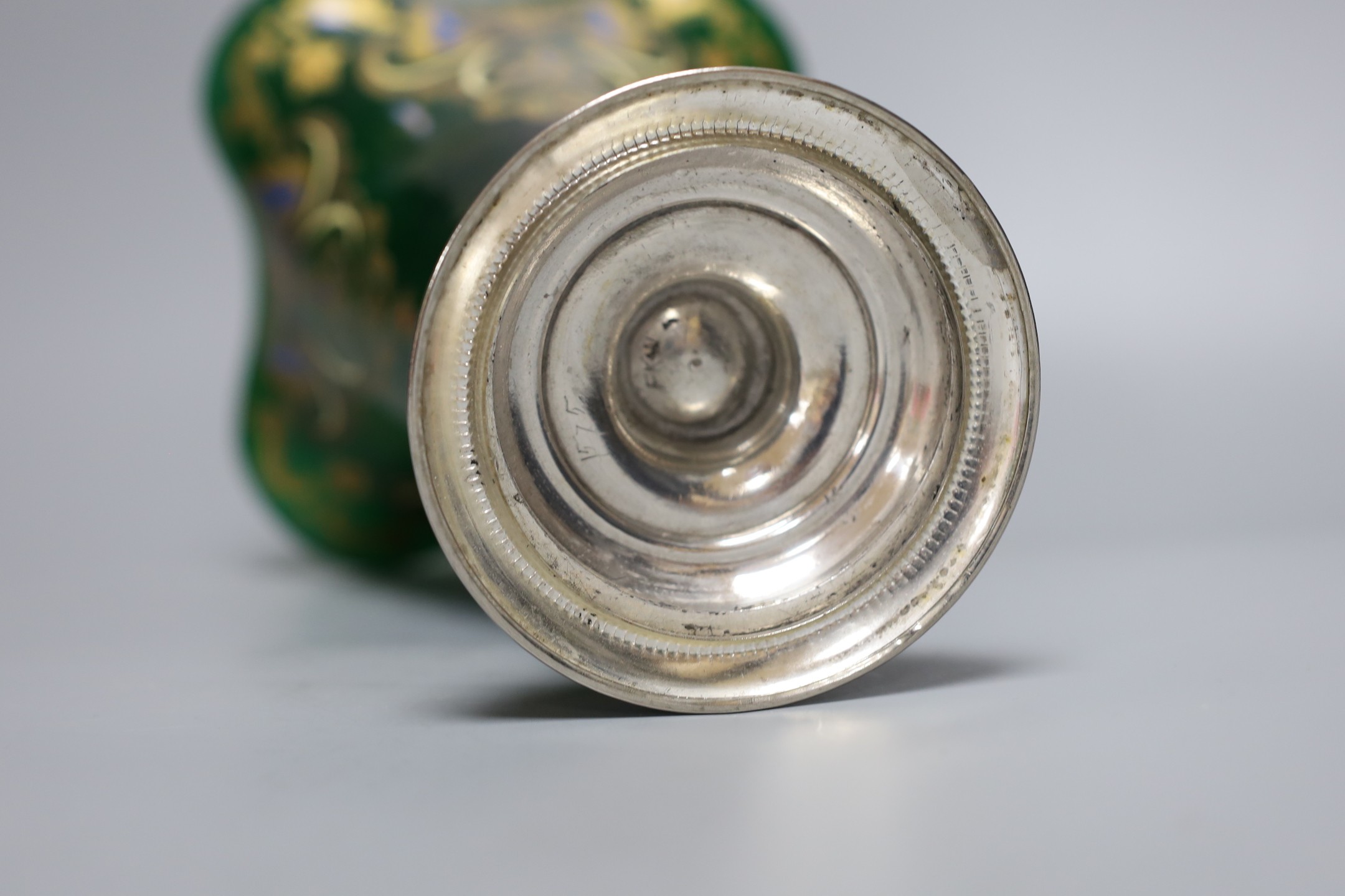A Bohemian gilded glass vase, 25.5cm tall